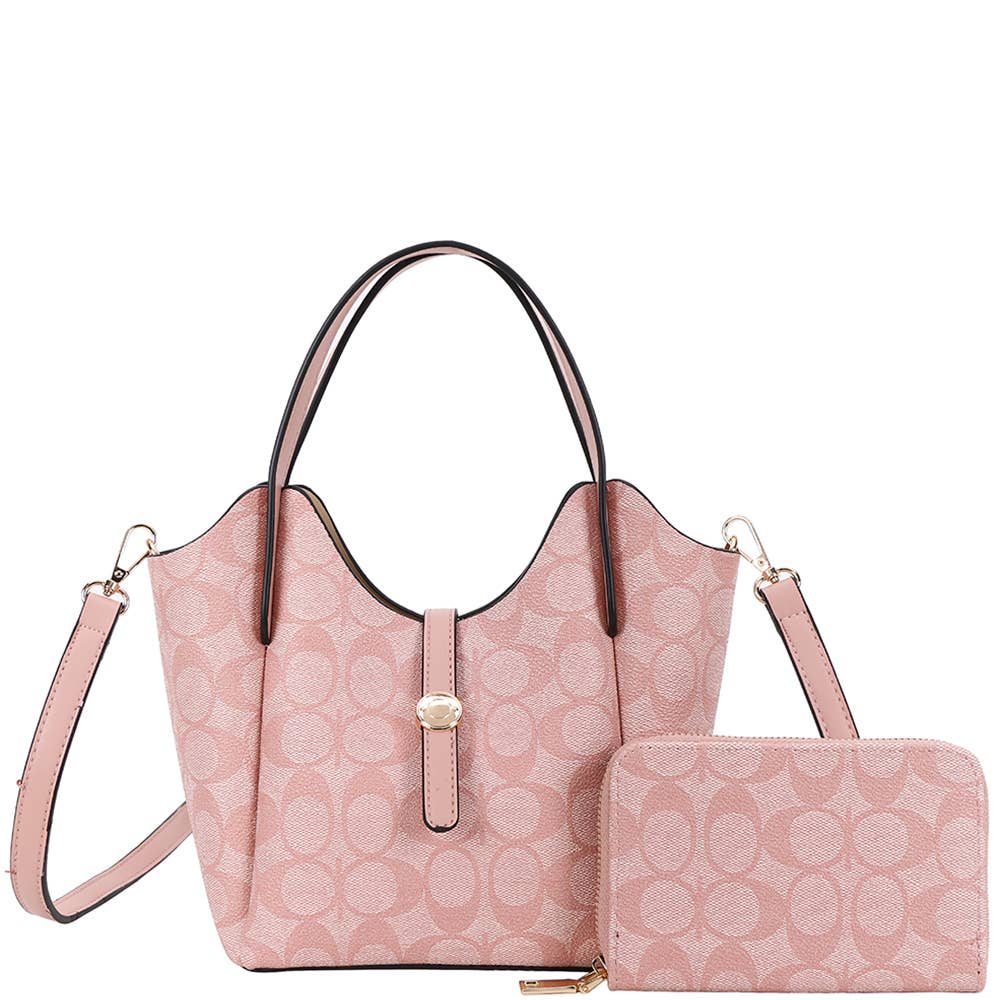 2IN1 OVAL PRINT HANDLE DESIGN SATCHEL W WALLET S, XFT 1298A