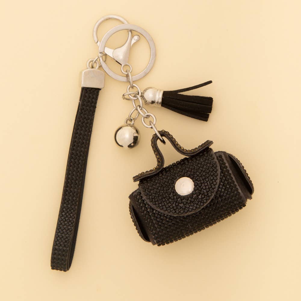 Rhinestone Studded Mini Leather Bag Design AirPod Case