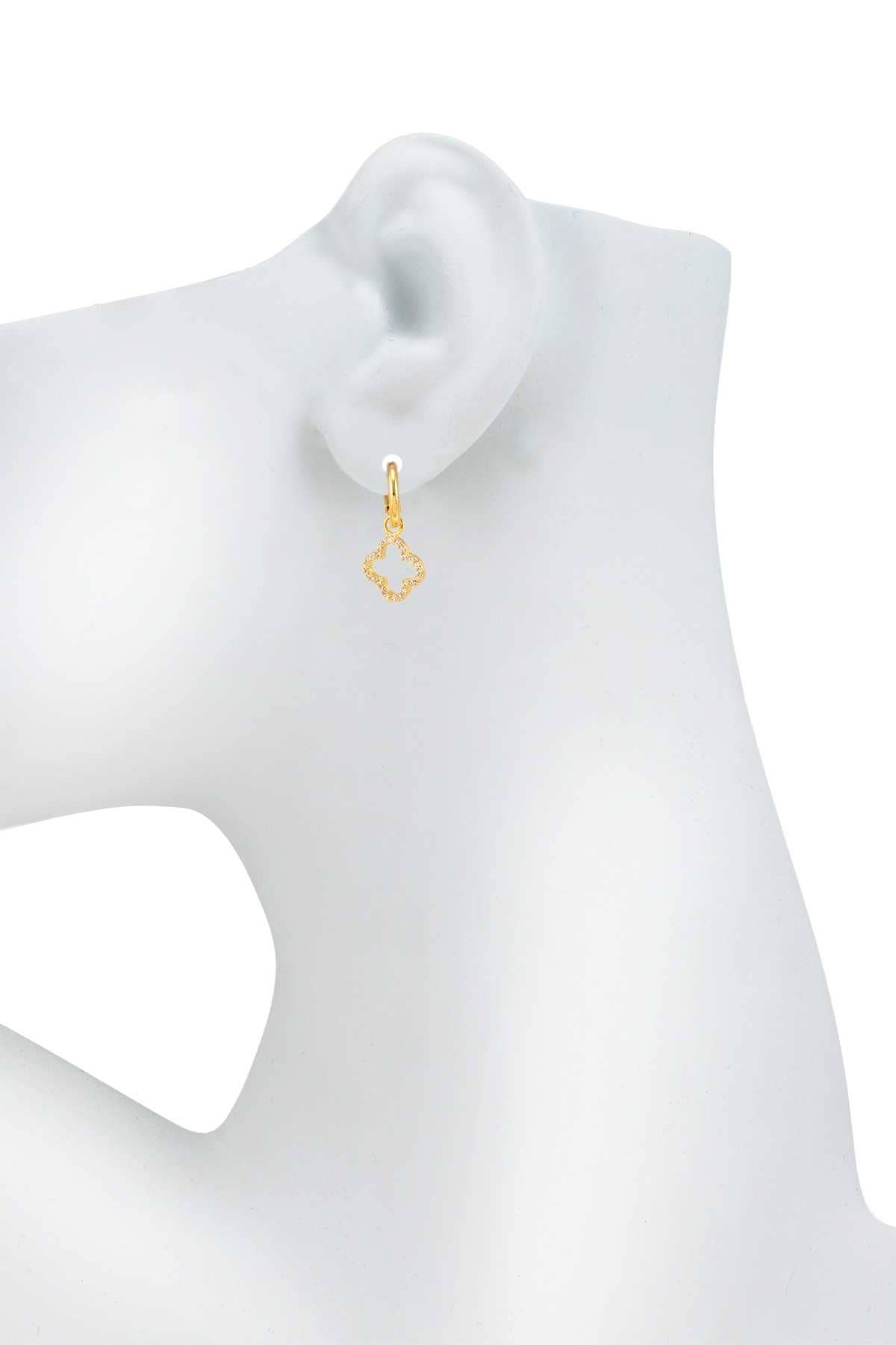 GOLD DIPPED CLOVER SHAPE DANGLE HOOP EARRING SB18478-