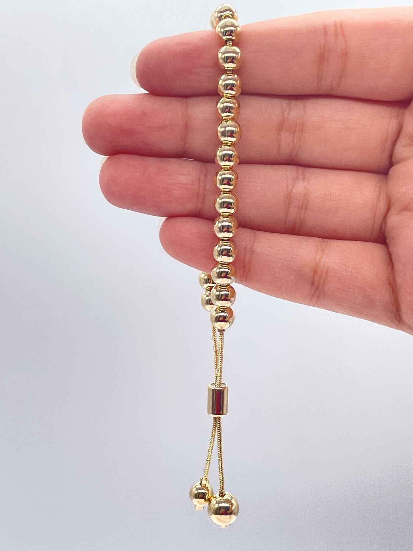 Gorgeous 18k Gold Filled Beaded Bracelet Featuring Slide Clasp Gold Bead