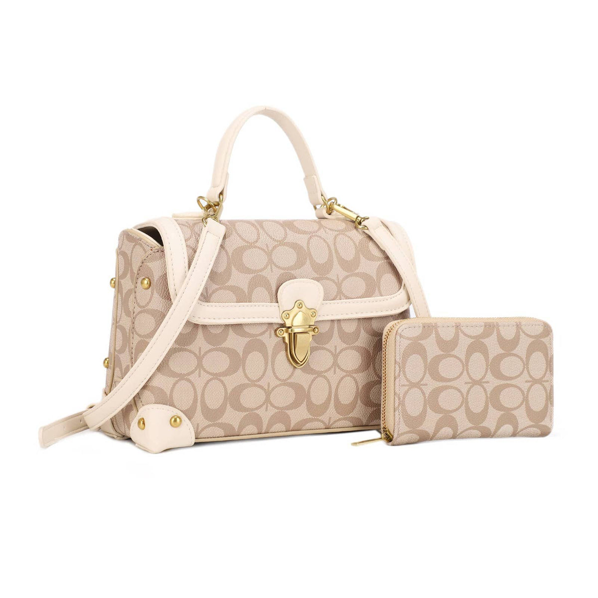 Designer-Inspired Monogram Satchel & Wallet Set