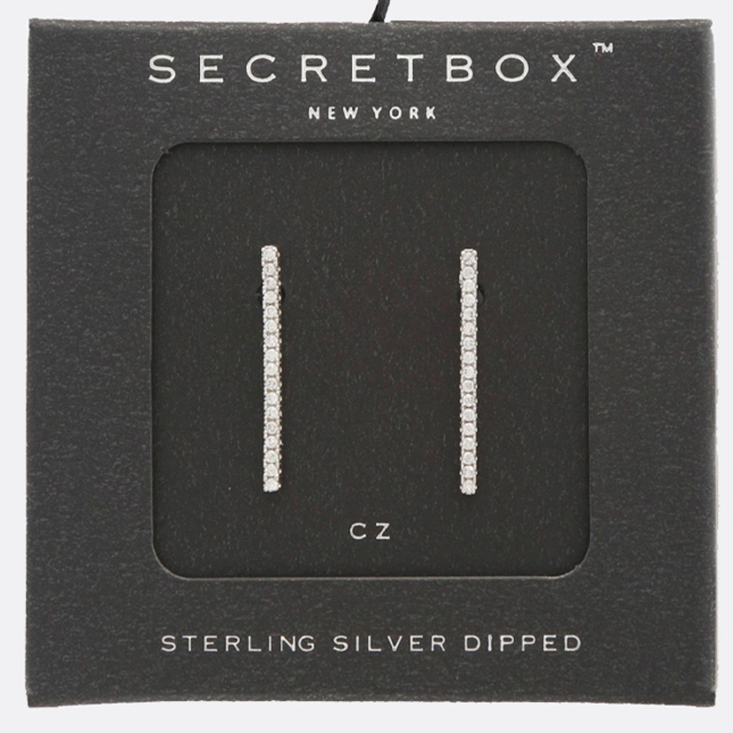 SECRET BOX CRYSTAL BAR 14 KARAT GOLD DIPPED EARRI, SB 10014