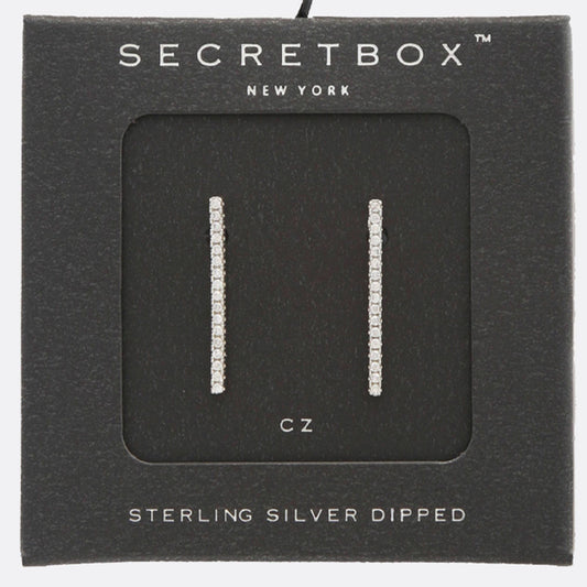 SECRET BOX CRYSTAL BAR 14 KARAT GOLD DIPPED EARRI, SB 10014