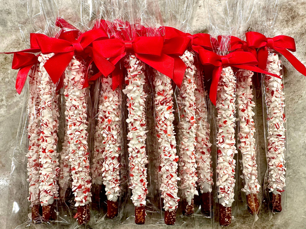 White Chocolate Peppermint Pretzels