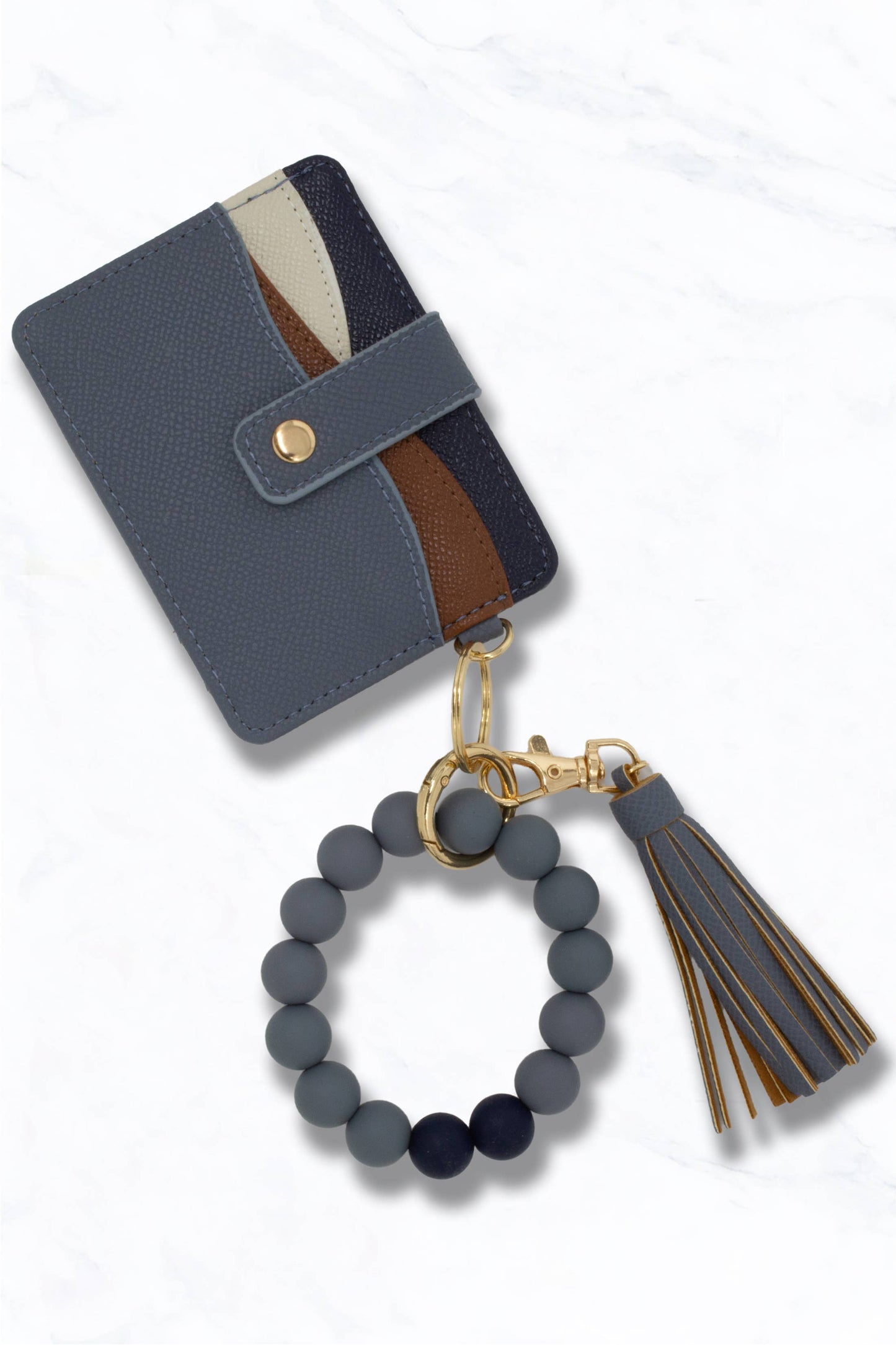 Faux Leather Card Holder Wallet Keychain