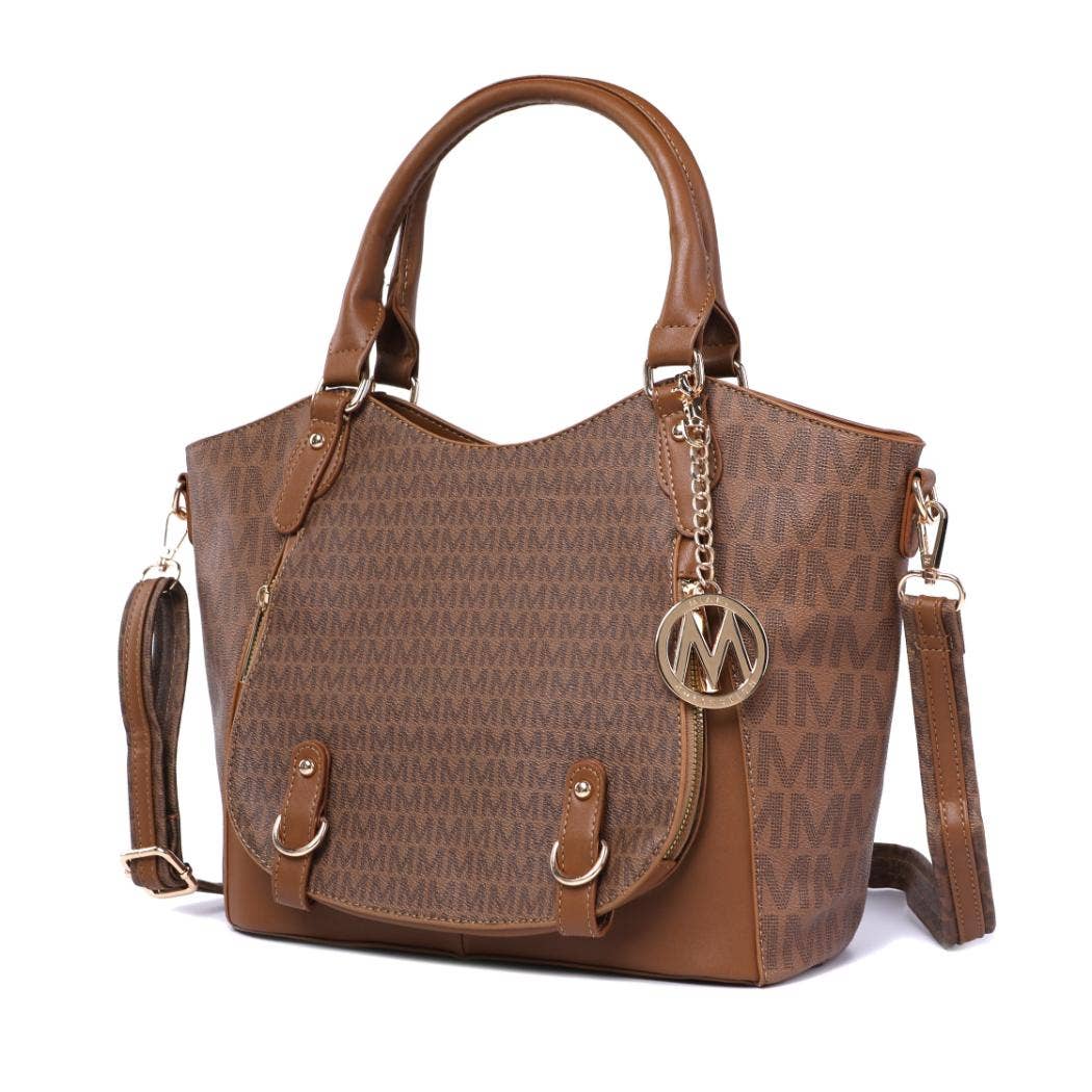 Talula Signature Printed Vegan Leather Satchel Bag by Mia K