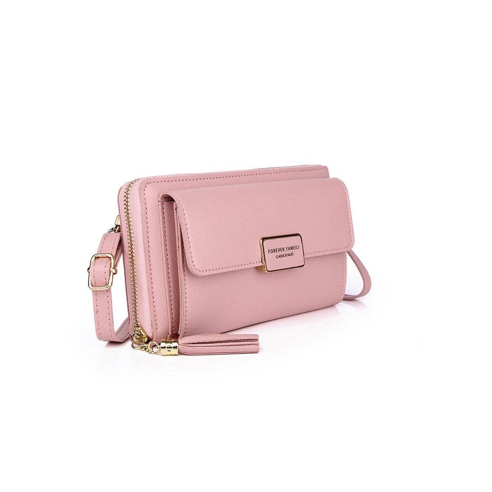 PU Leather Solid Color Card Slot Purse Mini One Shoulder Cell Phone Crossbody Bag
