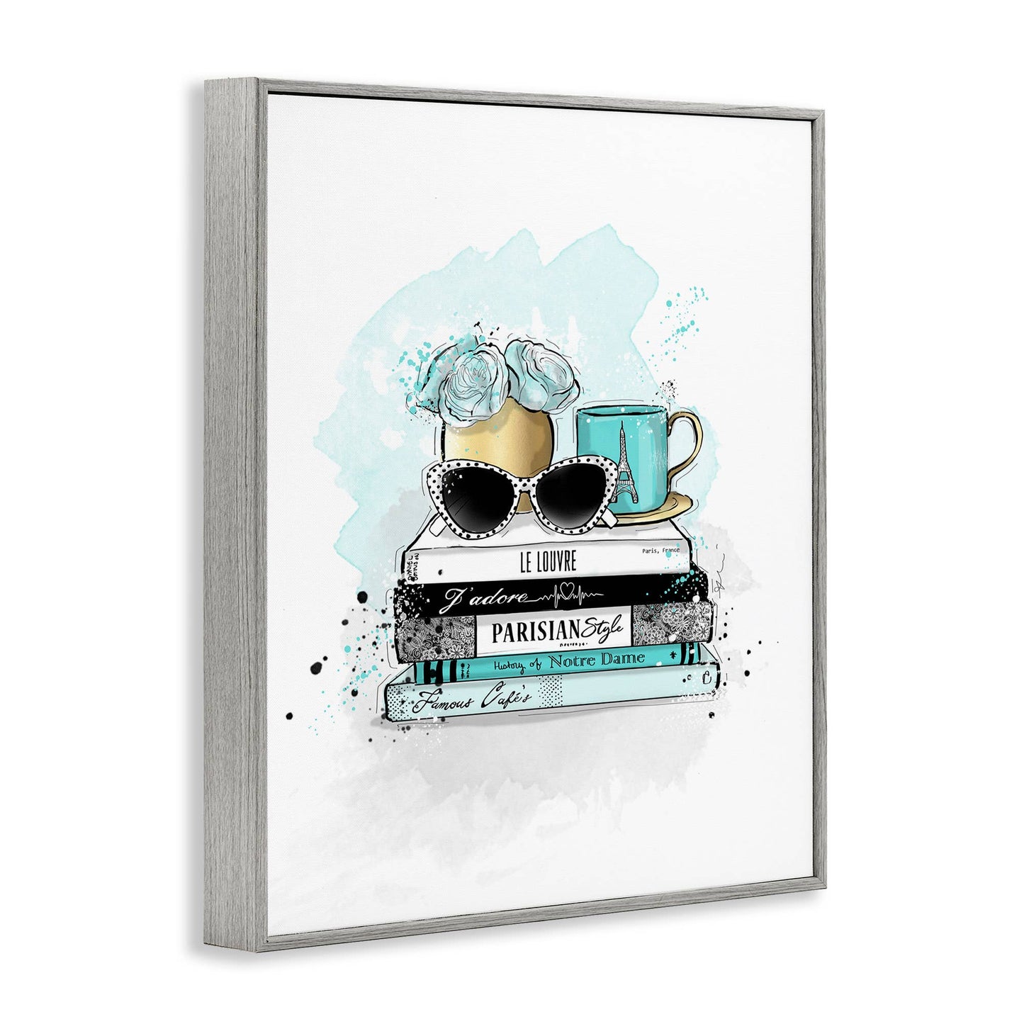 Turquoise Fashion Book Stack - Framed Wall Art