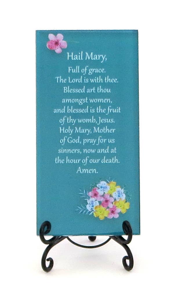 The Hail Mary Prayer on a Glass Plaque, Catholic Family Gift