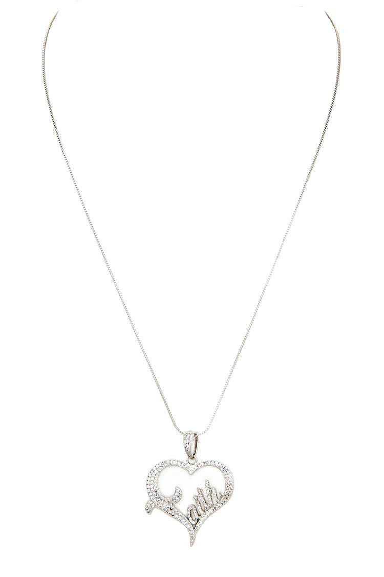 FAITH Cubic Zirconia Heart Pendant Necklace