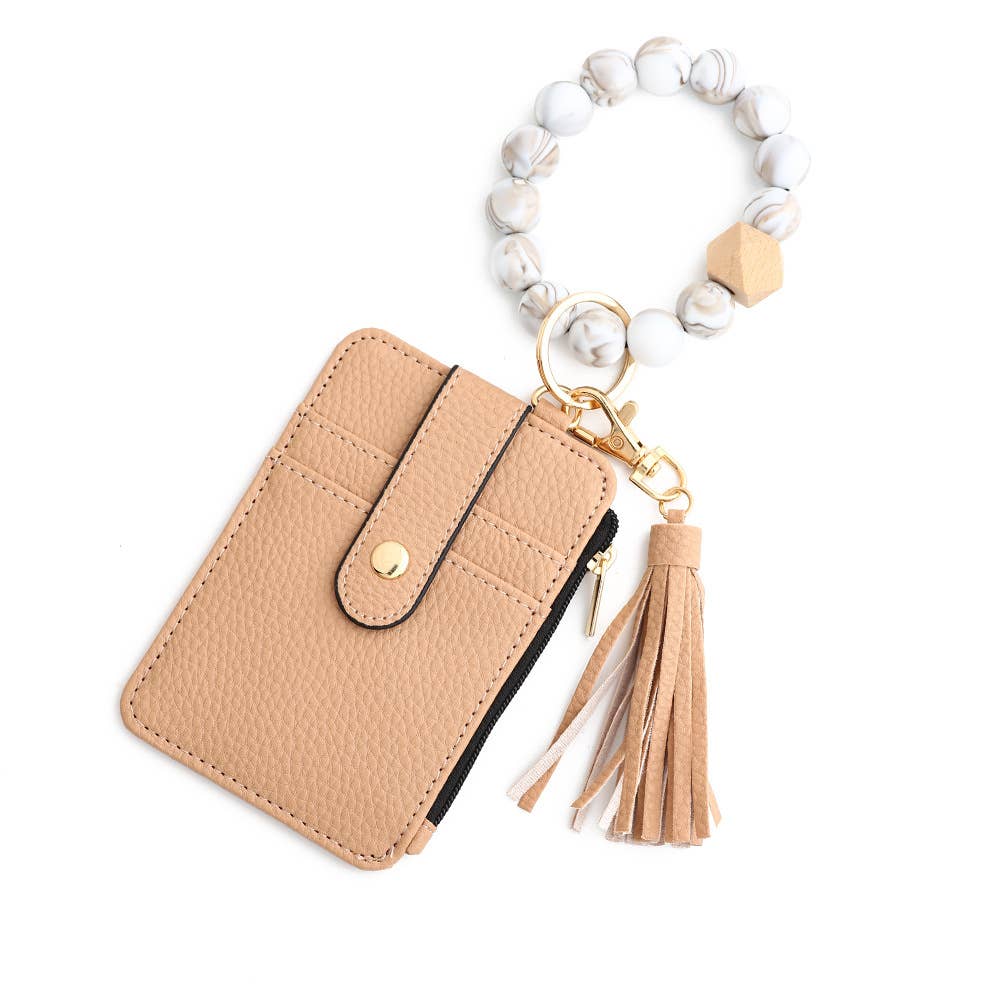 Multi-Colored Leopard Print Bracelet Card Slot Keychain