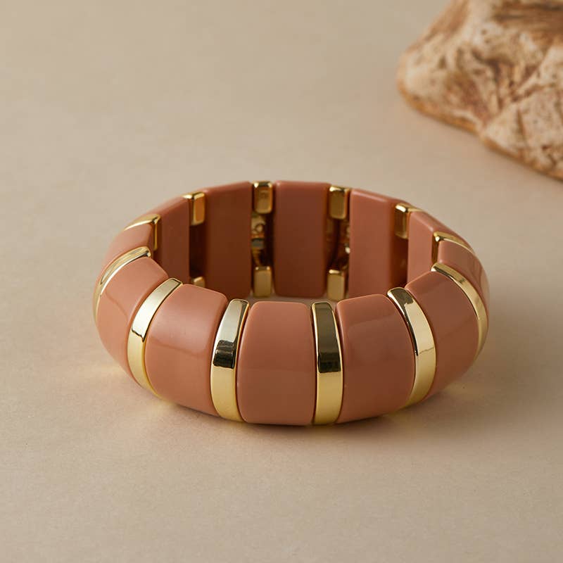 B26121 Bold Acrylic Rectangle Link Stretch Bangle Bracelet