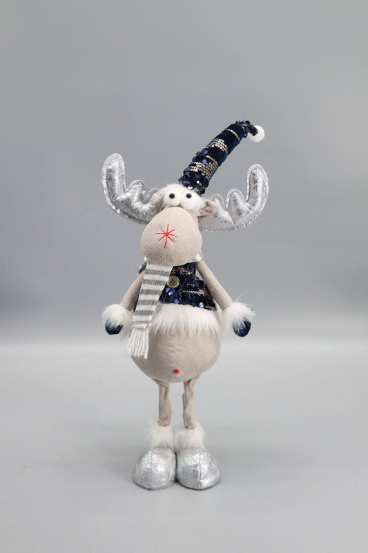 Reindeer with Blue Glitter Hat Fabric Christmas Decoration