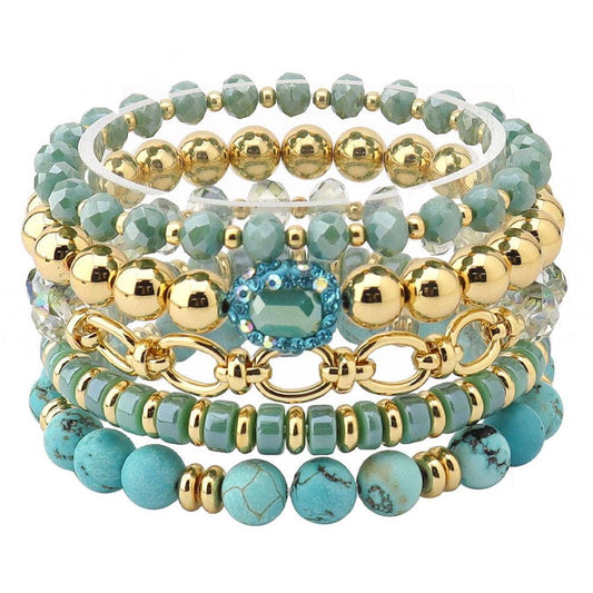 OVAL LINK MULTI BEAD BRACELET SET AB-5850