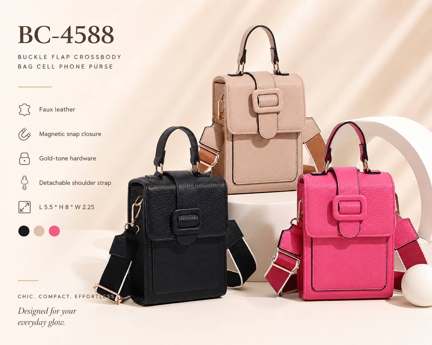Buckle Flap Cell Phone Crossbody Bag