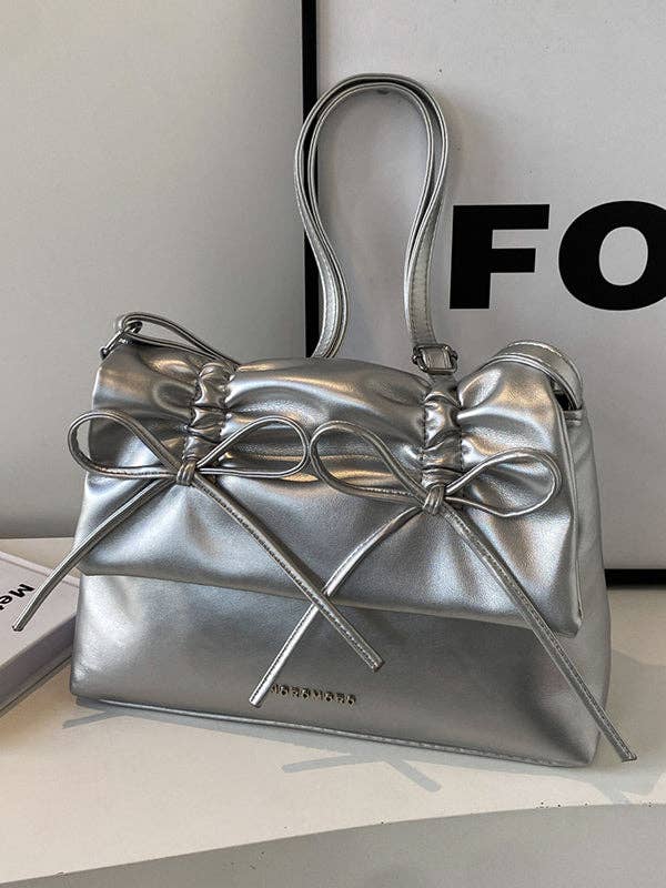 Bowknot Pleated Solid Color Crossbody Bags