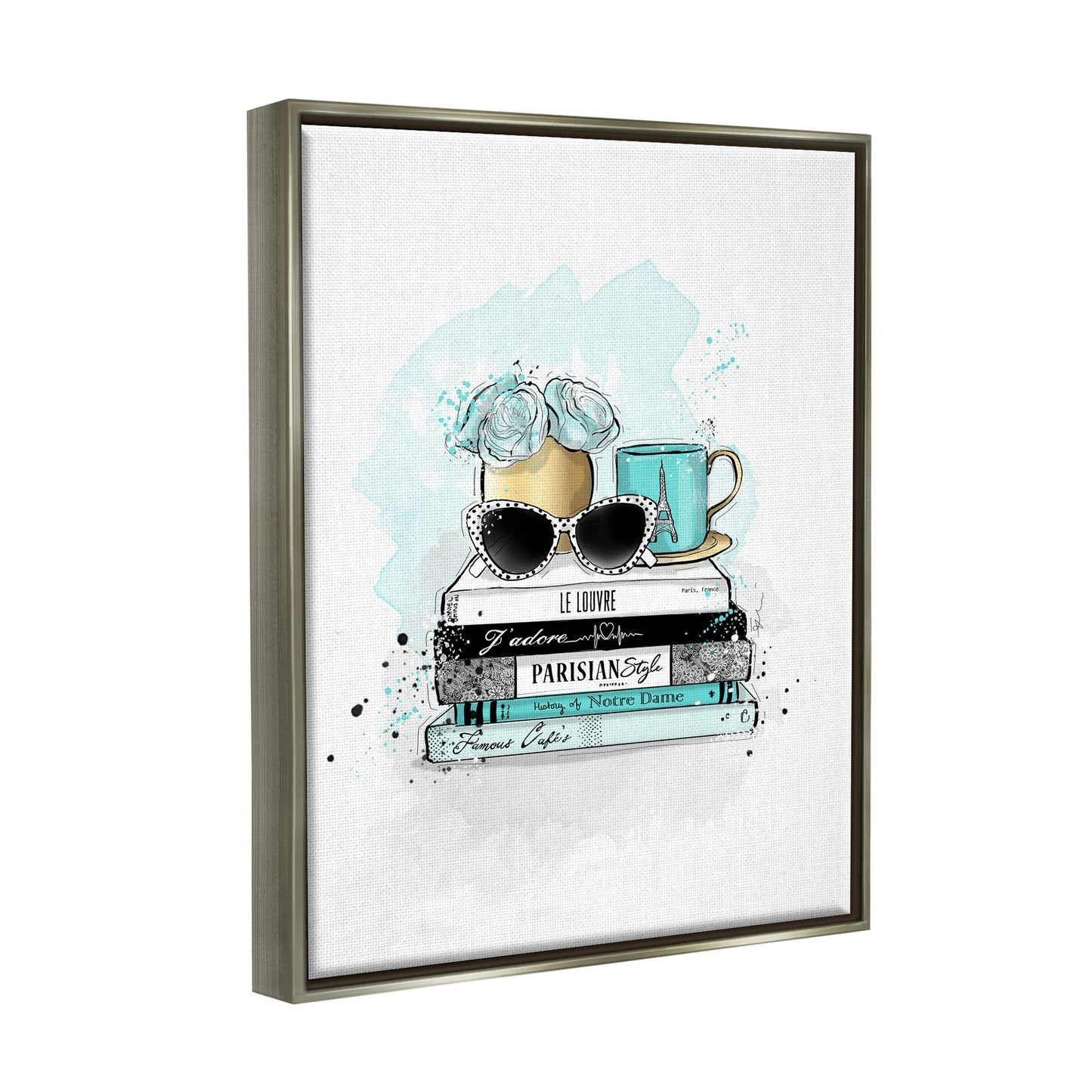 Turquoise Fashion Book Stack - Framed Wall Art