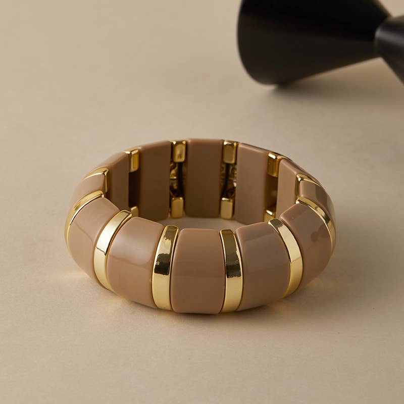 B26121 Bold Acrylic Rectangle Link Stretch Bangle Bracelet