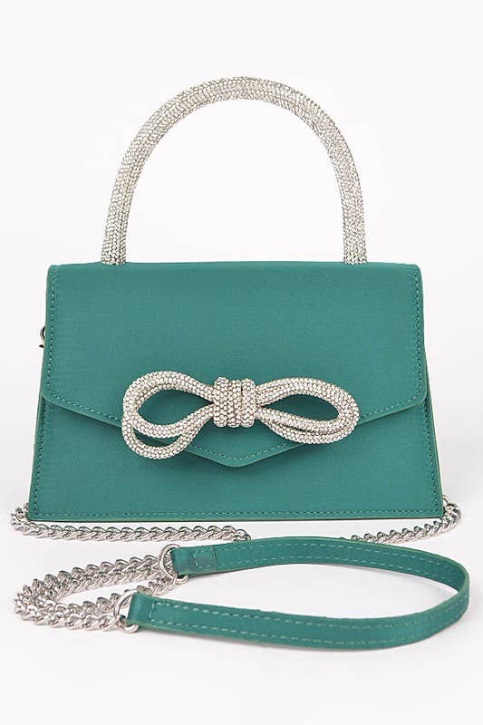 Rhinestone Ribbon Handle Flap Bag HPC5958