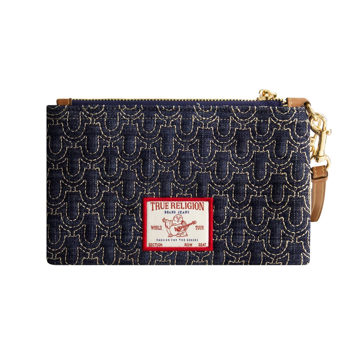 True Religion Quilted Horseshoe Wristlet Pouch, DARK DENIM