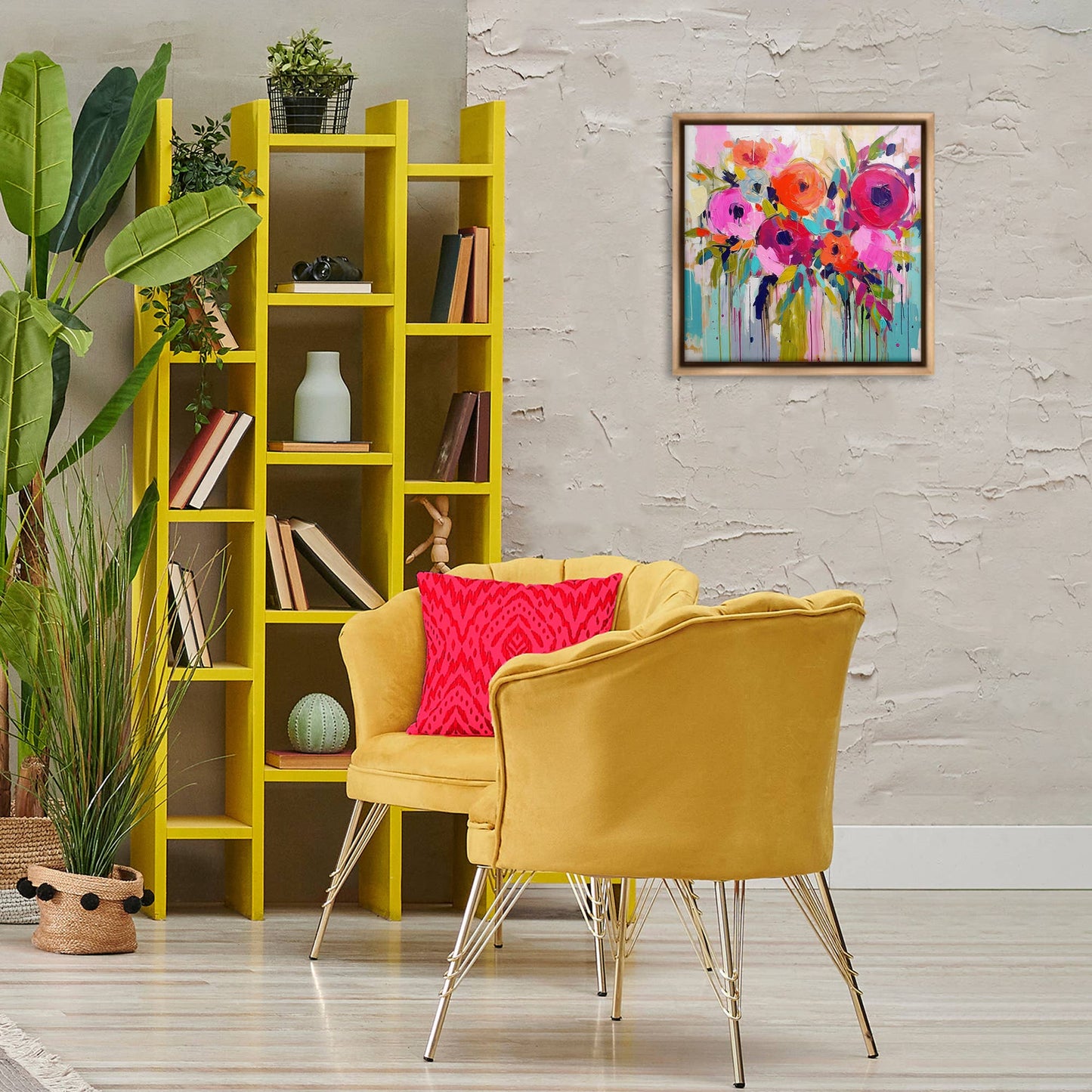 Bold Drip Roses Floater Framed Art
