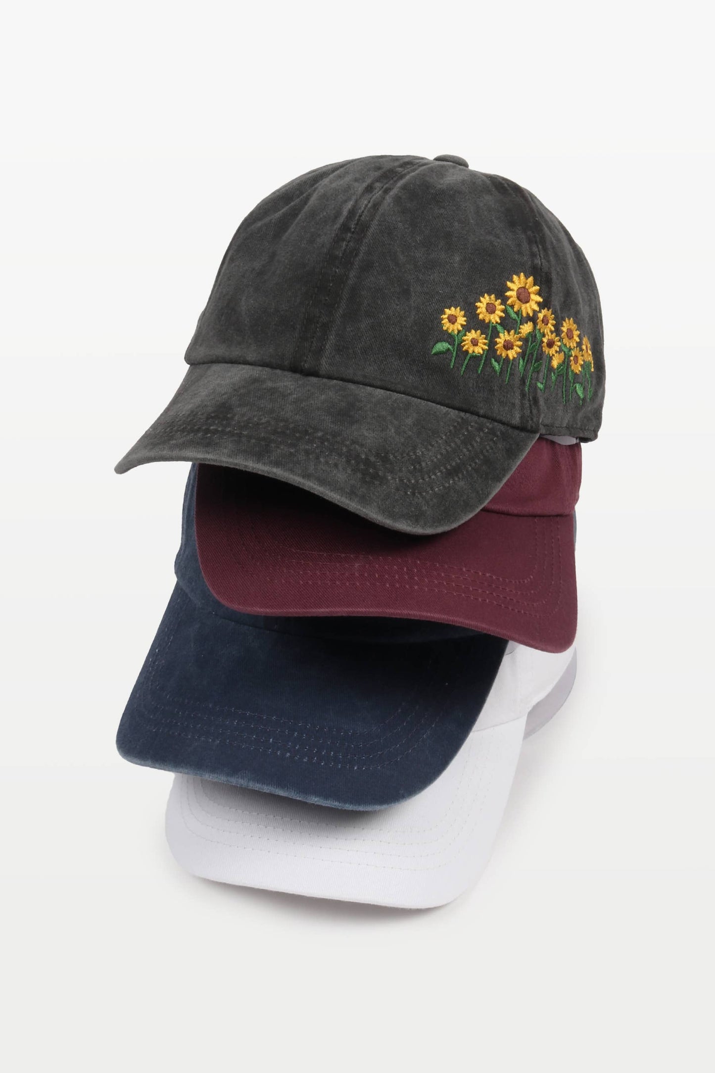 Sunflowers Side Embroidery Cotton Baseball Cap