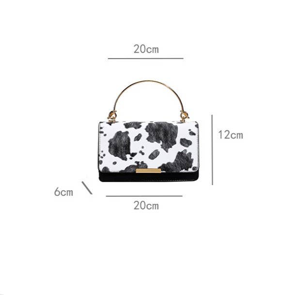 Western Cow Print Top Handle Chain Shoulder Bag