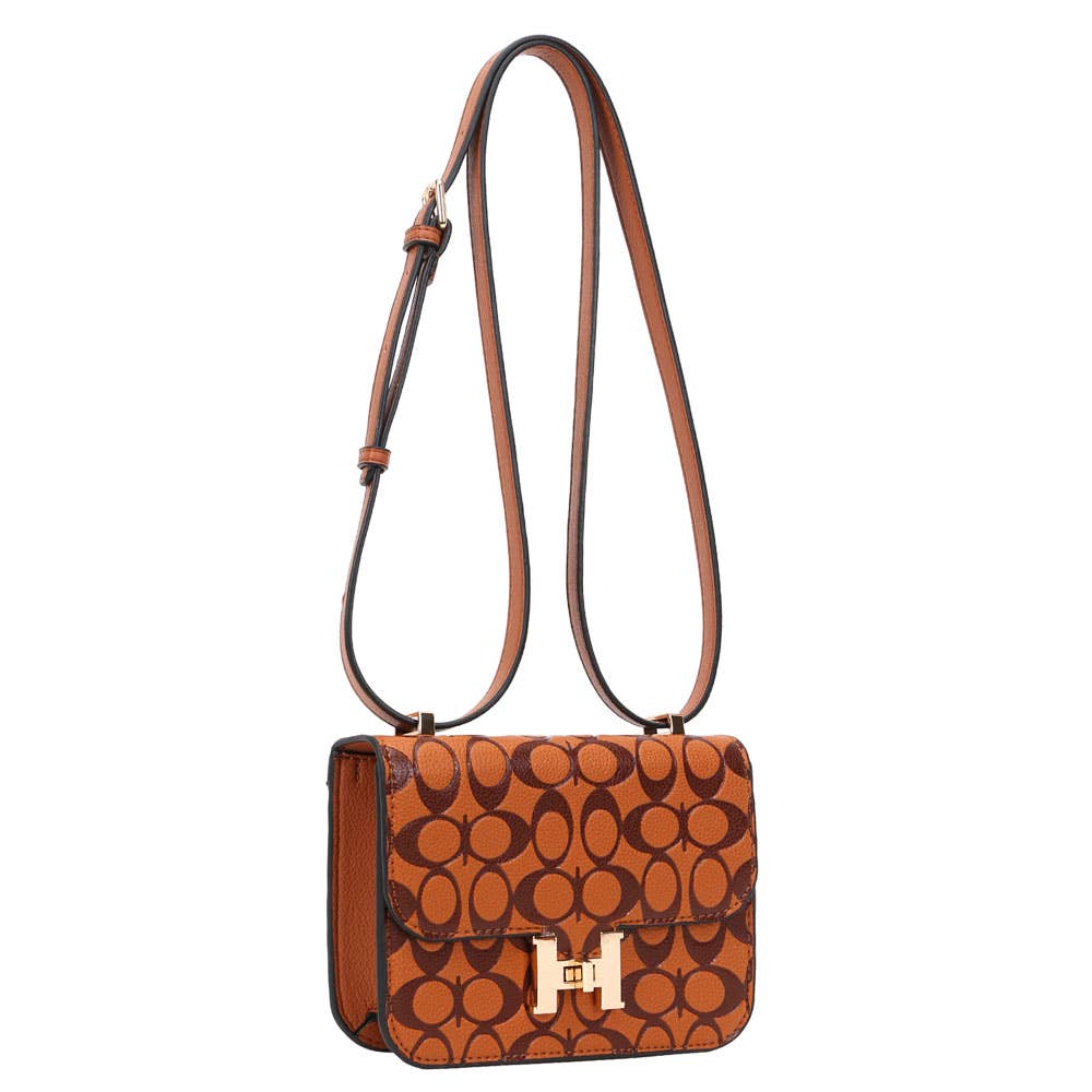 ROUND PATTERN H BUCKLE CROSSBODY BAG, DP 1116 A