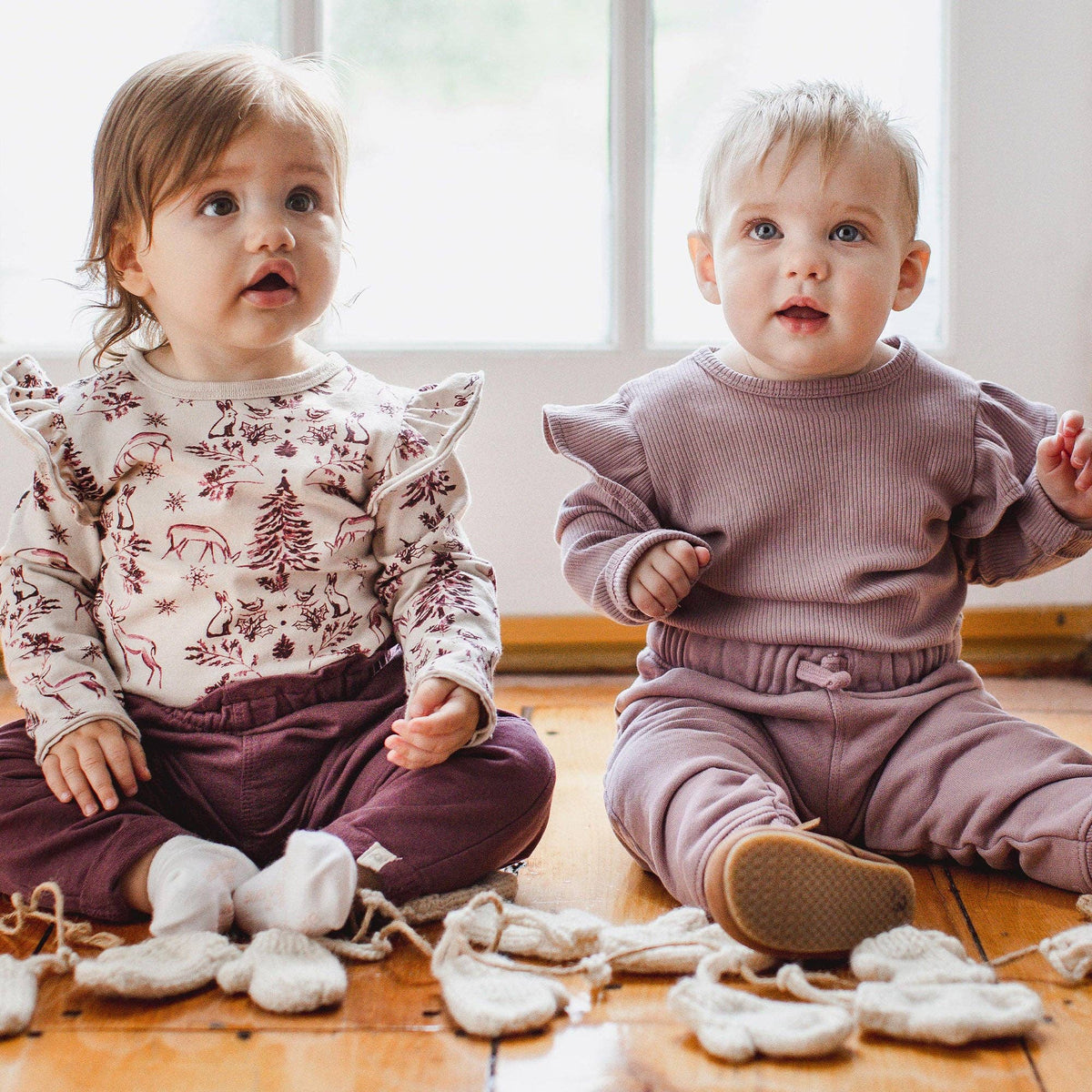3 Pack Snowflakes & Woodland Story Baby Girl Bodysuits