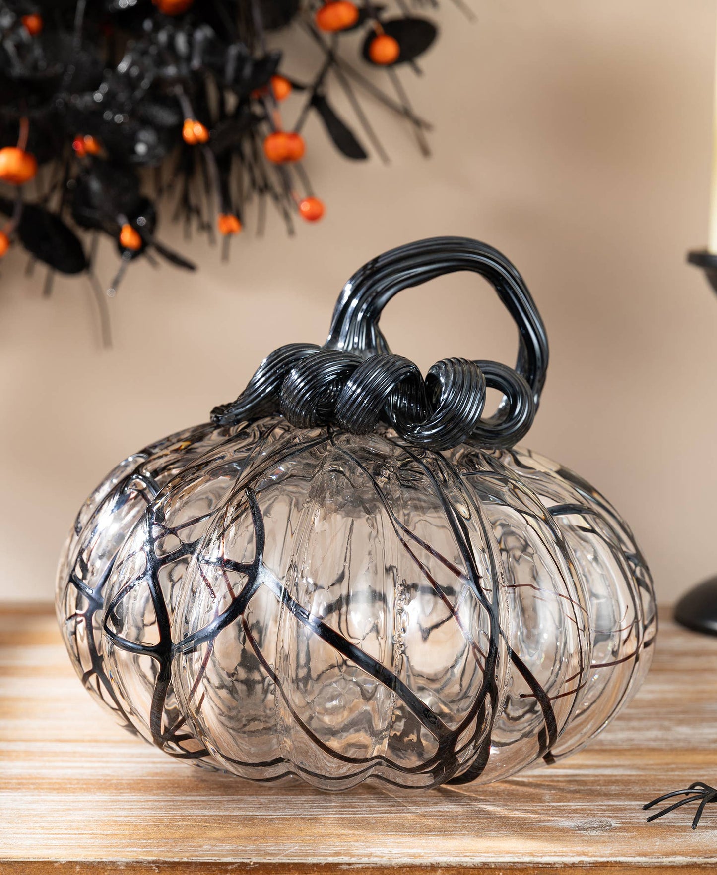 7.50 in L Halloween Glass Pumpkin