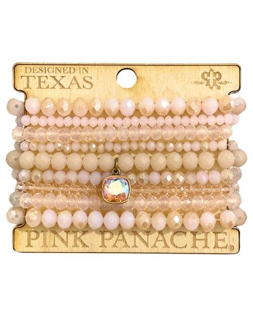 Pink bead bracelet with charm 1CNC D221