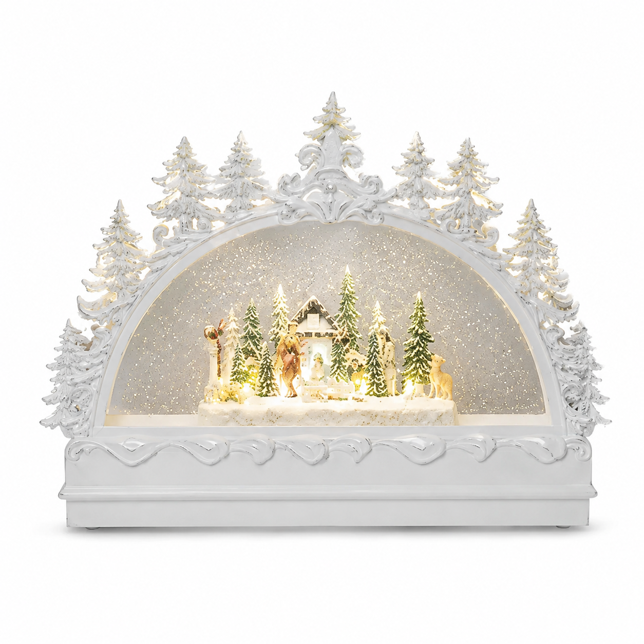 12.75" Lighted Christmas Woodland Glitter Globe