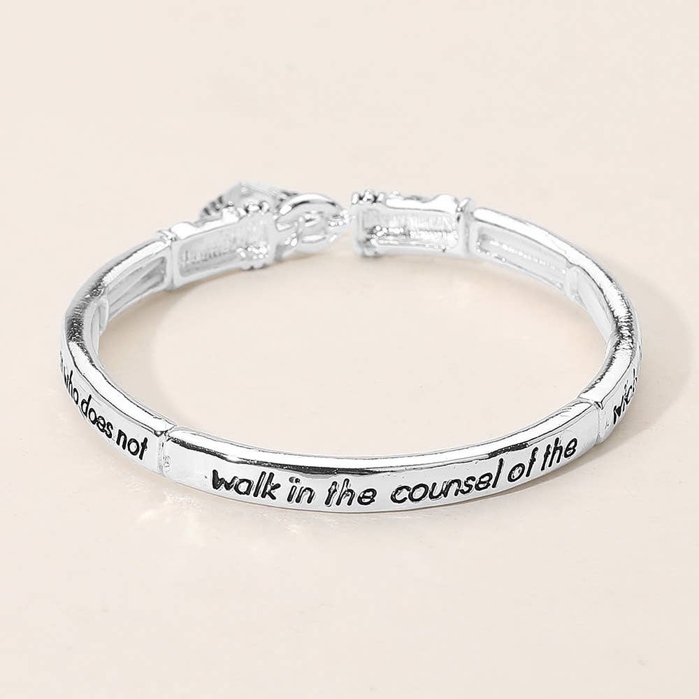 Blessed Inspirational Religious Message Heart Angel Wing Charm Stretch Bangle Bracelet