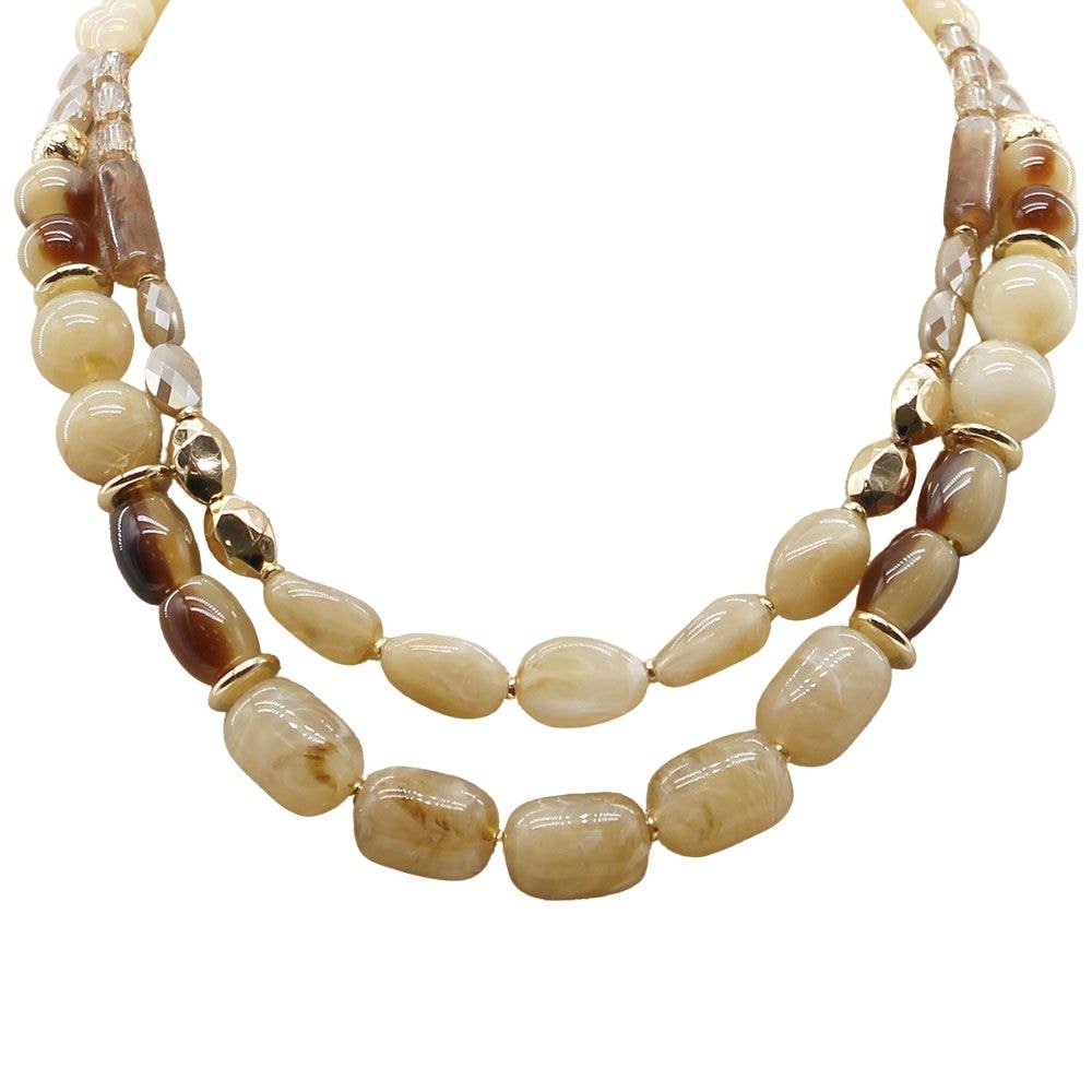 LAYERED MULTI RESIN CHUNKY NECKLACE, J 3762