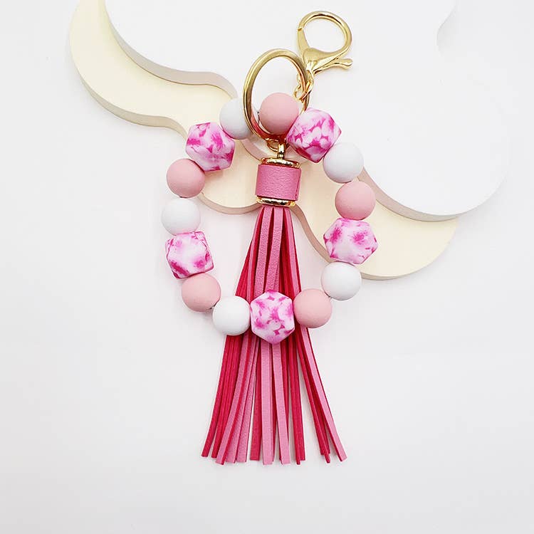 Vintage Beaded Tassel Bracelet Keychain