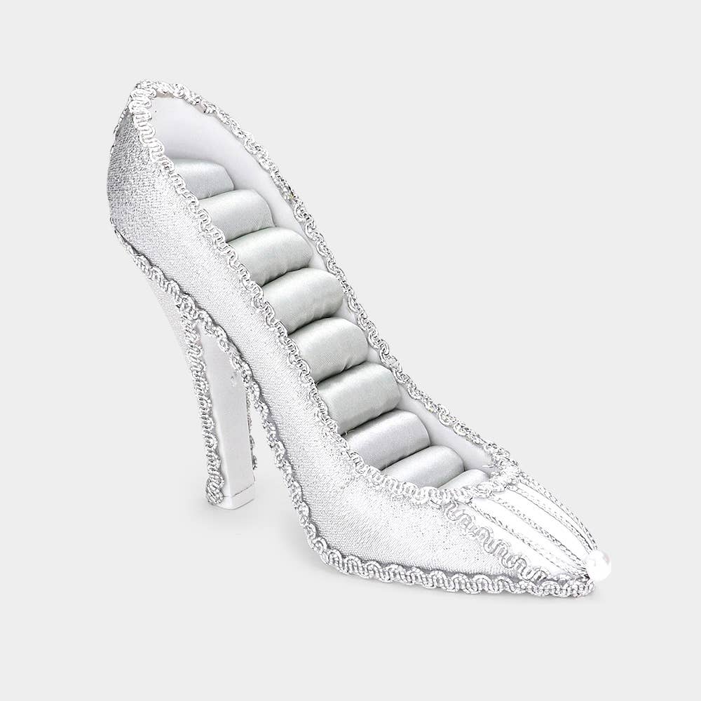 Flower Pointed Shimmery Stiletto Heel Ring Display Stand