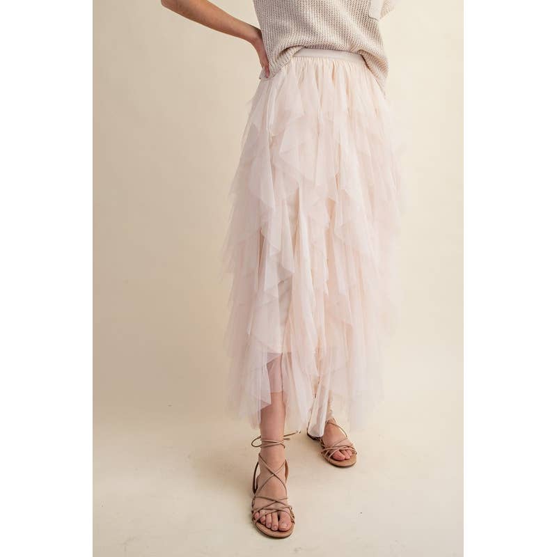 CASCADING TULLE MESH LAYERED MAX SKIRT
