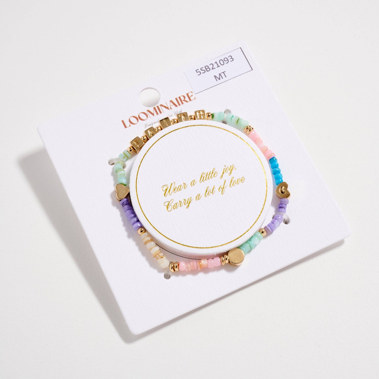 Gold Dipped Beaded Stretch Bracelet with “FAITH” Letter Charms