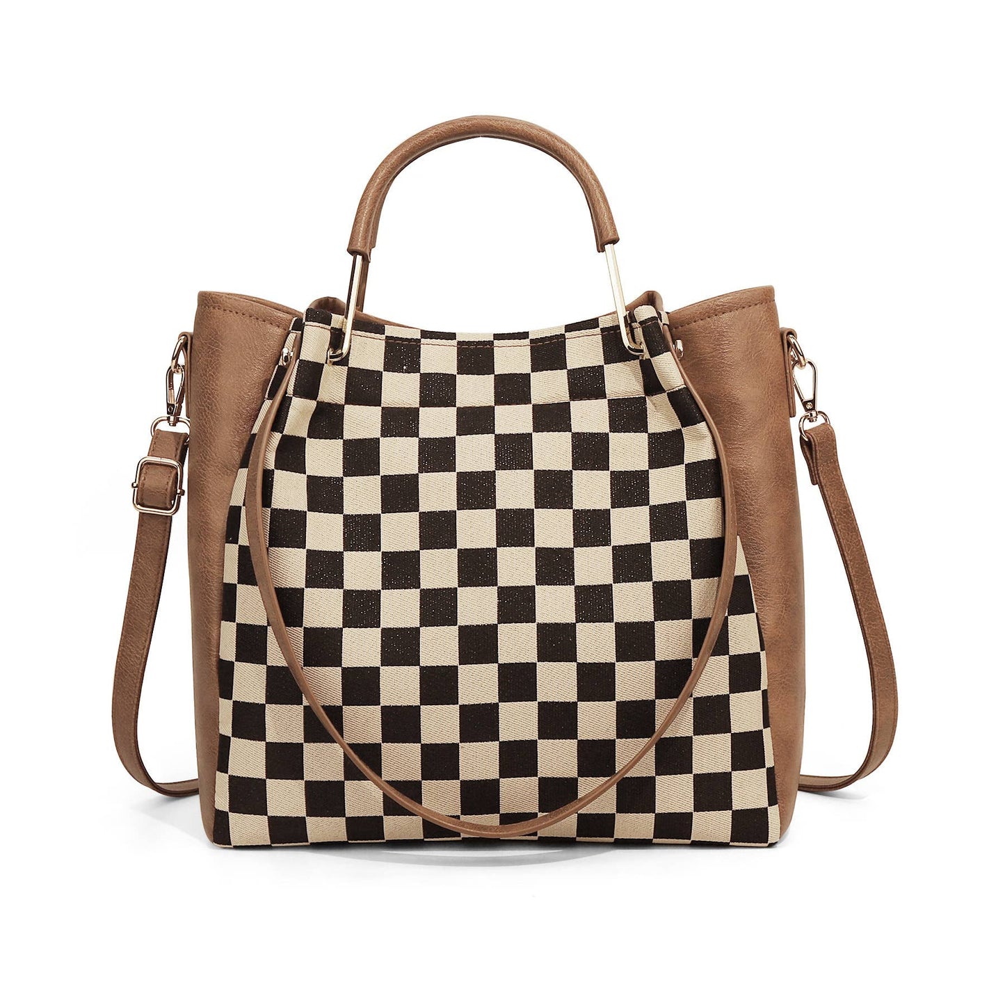 PU Checkered Handbag Tote Crossbody