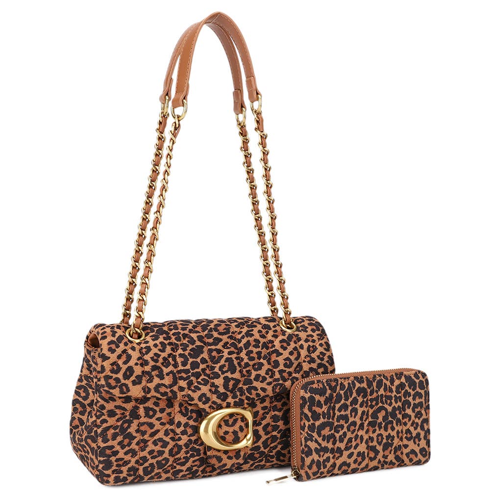 2IN1 QUILTED FASHION CROSSBODY BAG W WALLET , MS 20700A SET