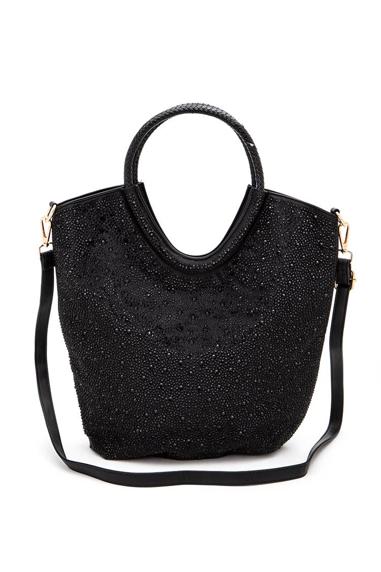 Rhinestone Top Handle Convertible Fashion Tote