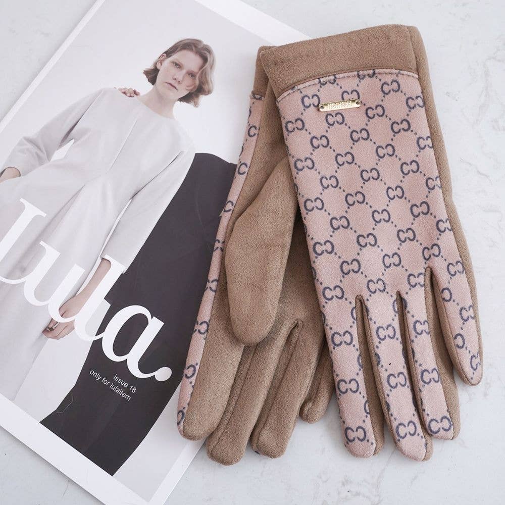 MONOGRAM PATTERN WINTER GLOVES, AG 200