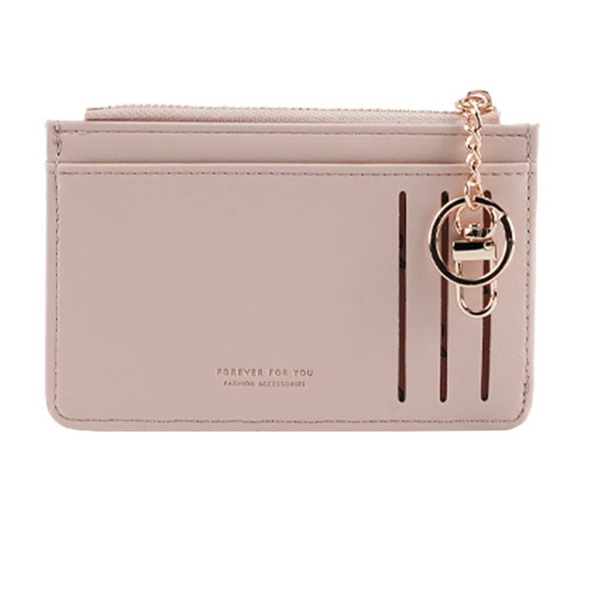 WOMEN SIMPLE SOLID COLOR WALLET WITH KEY RING_CWAB1239