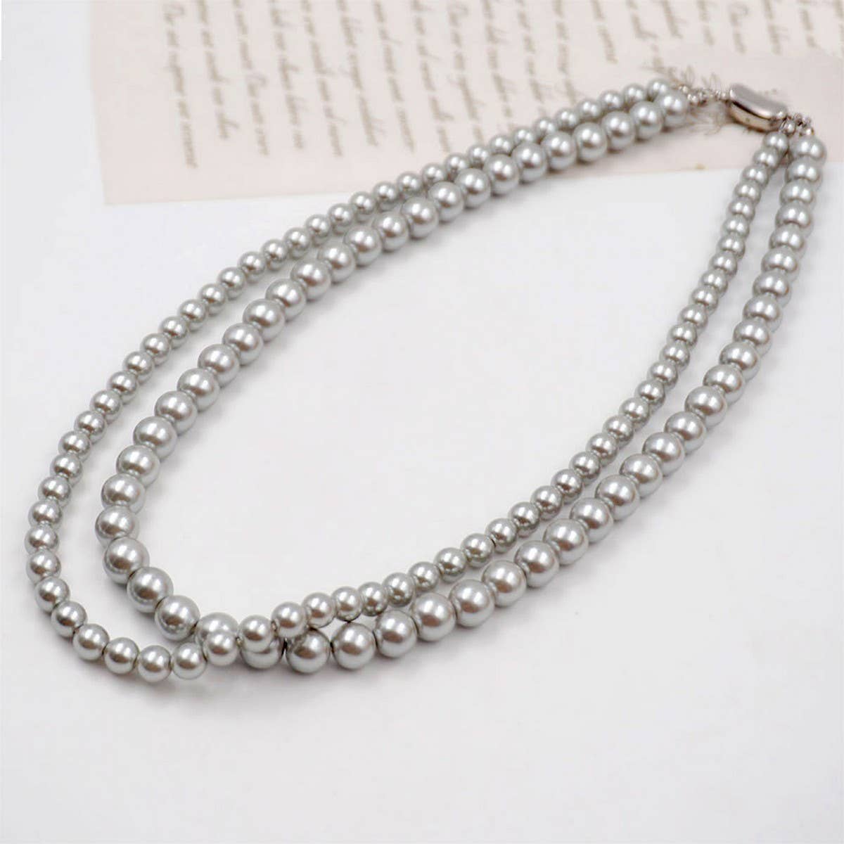 VINTAGE ELEGANT DOUBLE PEARL NECKLACE_CWAJE1680