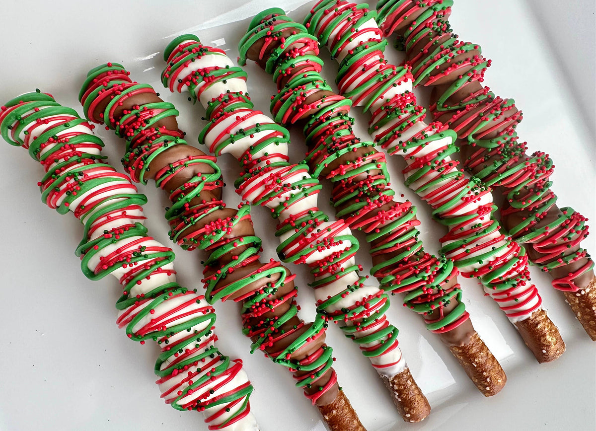 Holiday Chocolate Covered Caramel Pretzels