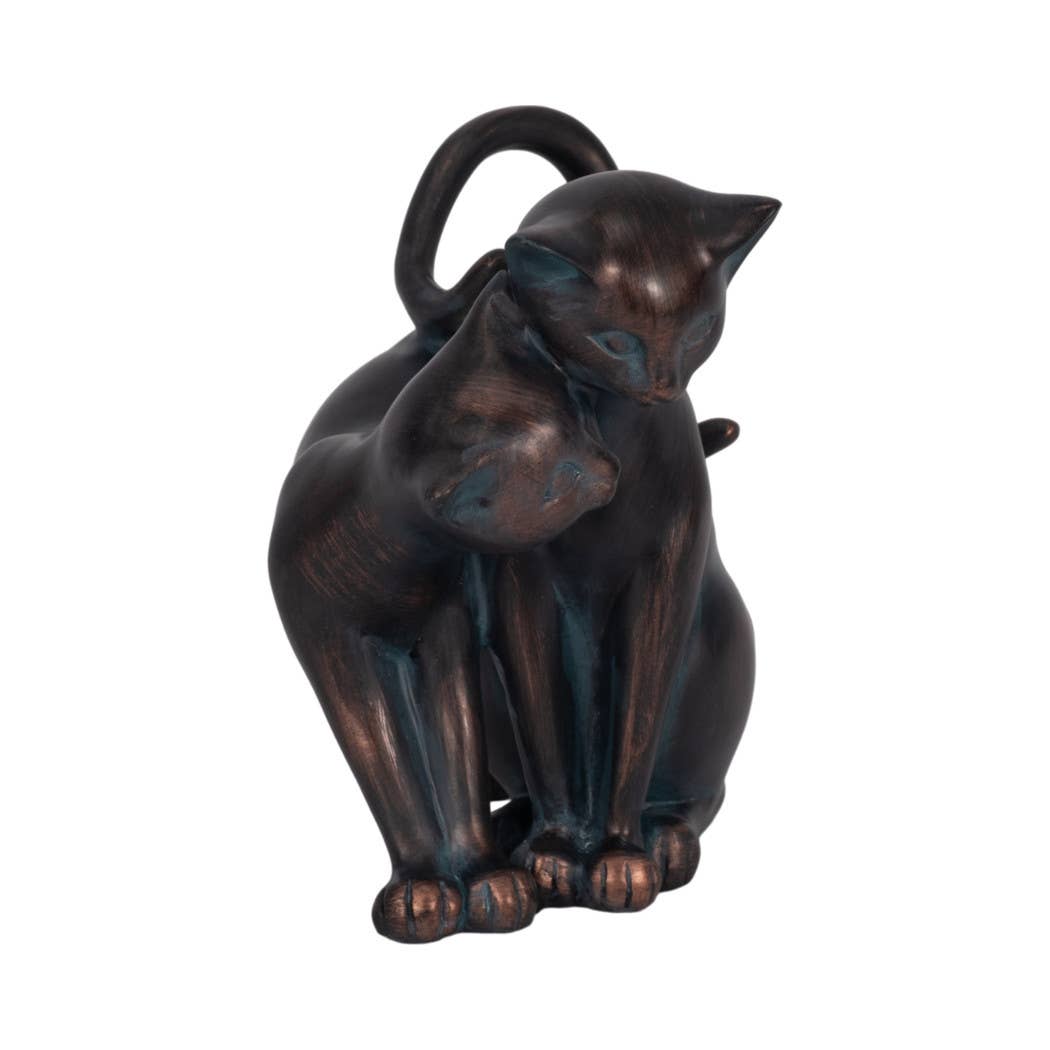Resin Artistic Whimsical Cats Garden Statue - Bronze, 7 in.