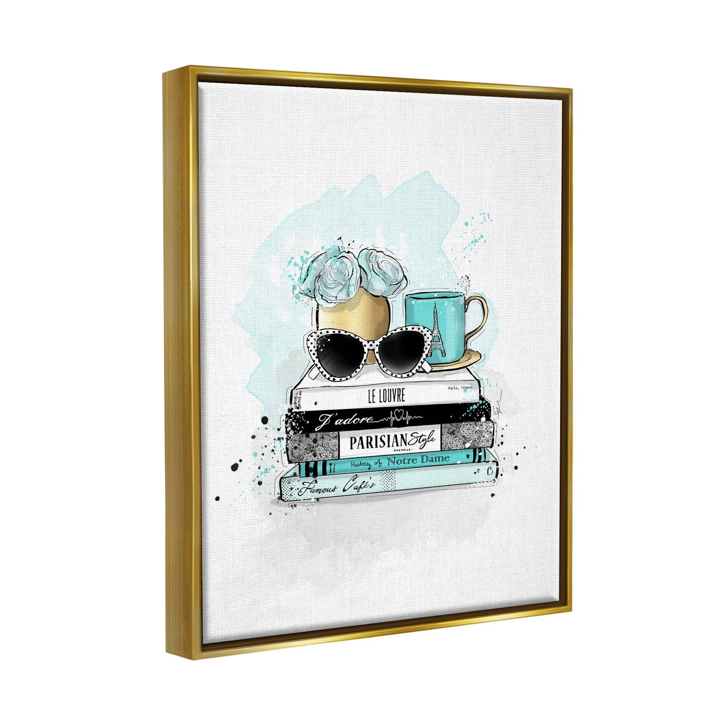 Turquoise Fashion Book Stack - Framed Wall Art