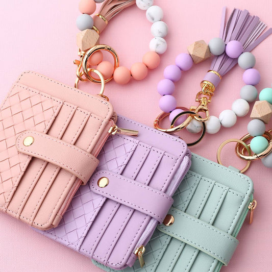 WOVEN PLAID CARD HOLDER MULTI-LAYER KEYCHAIN_CWMM1294