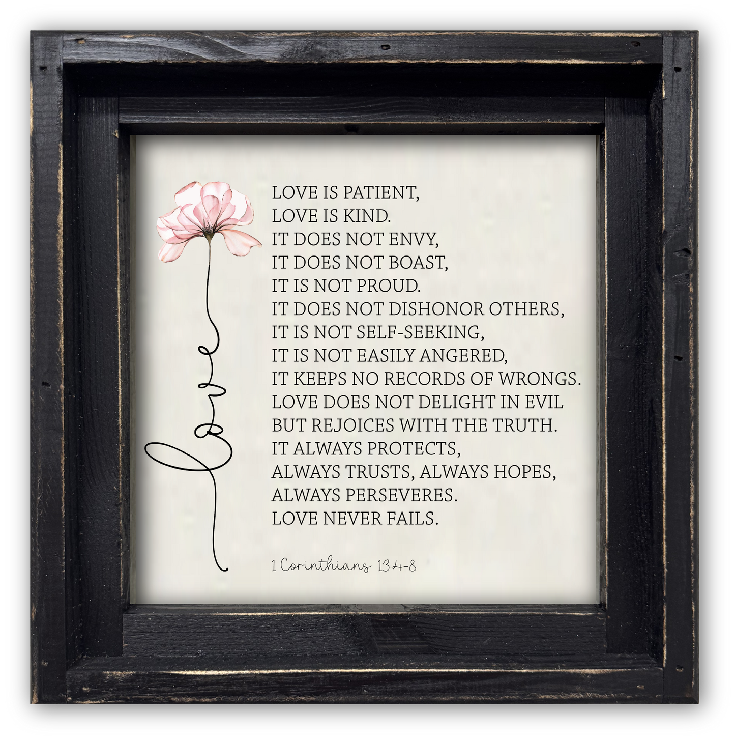 FRAMED CANVAS LOVE CORINTHIANS PINK FLOWER