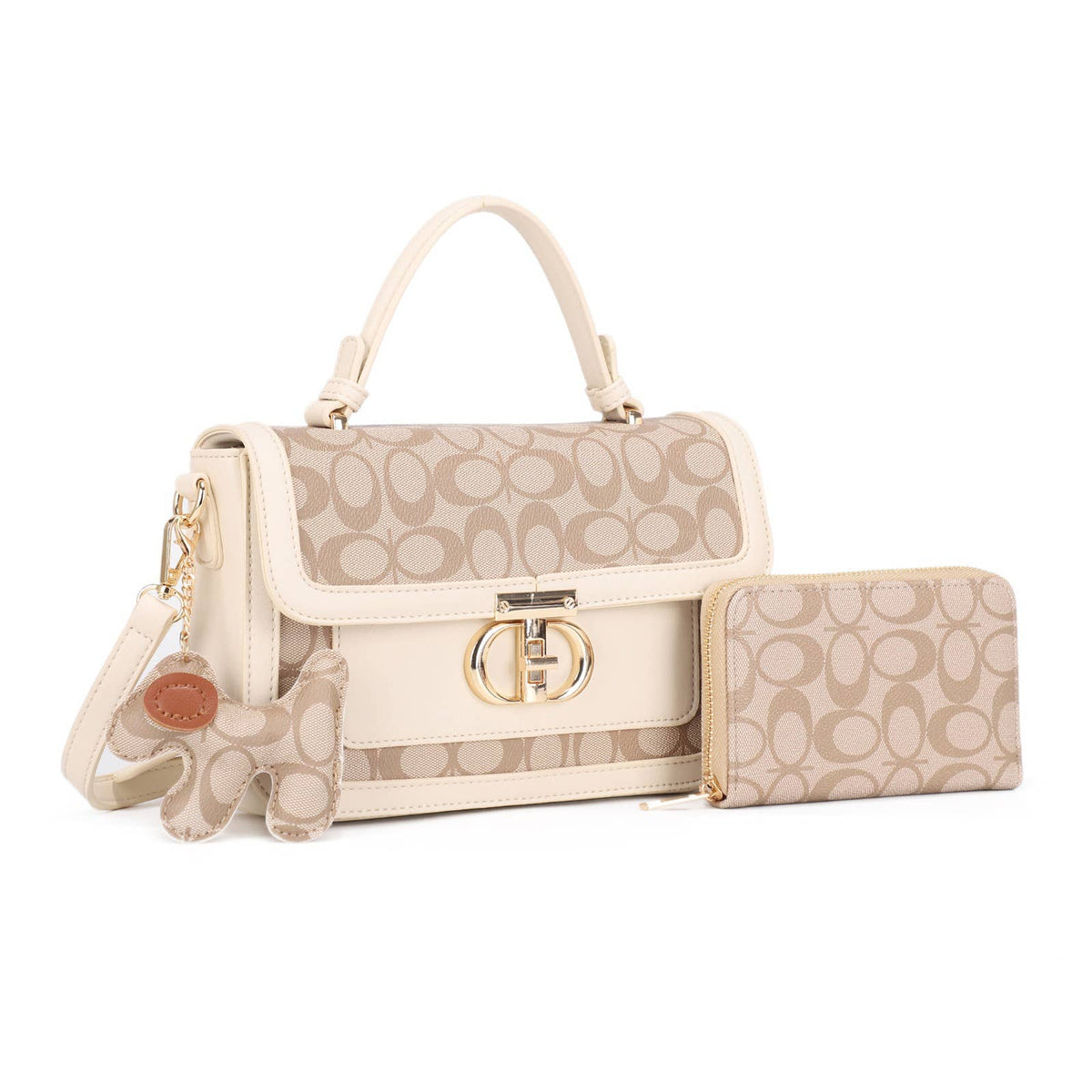 3-Piece Designer-Inspired Satchel Set with Wallet & Charm